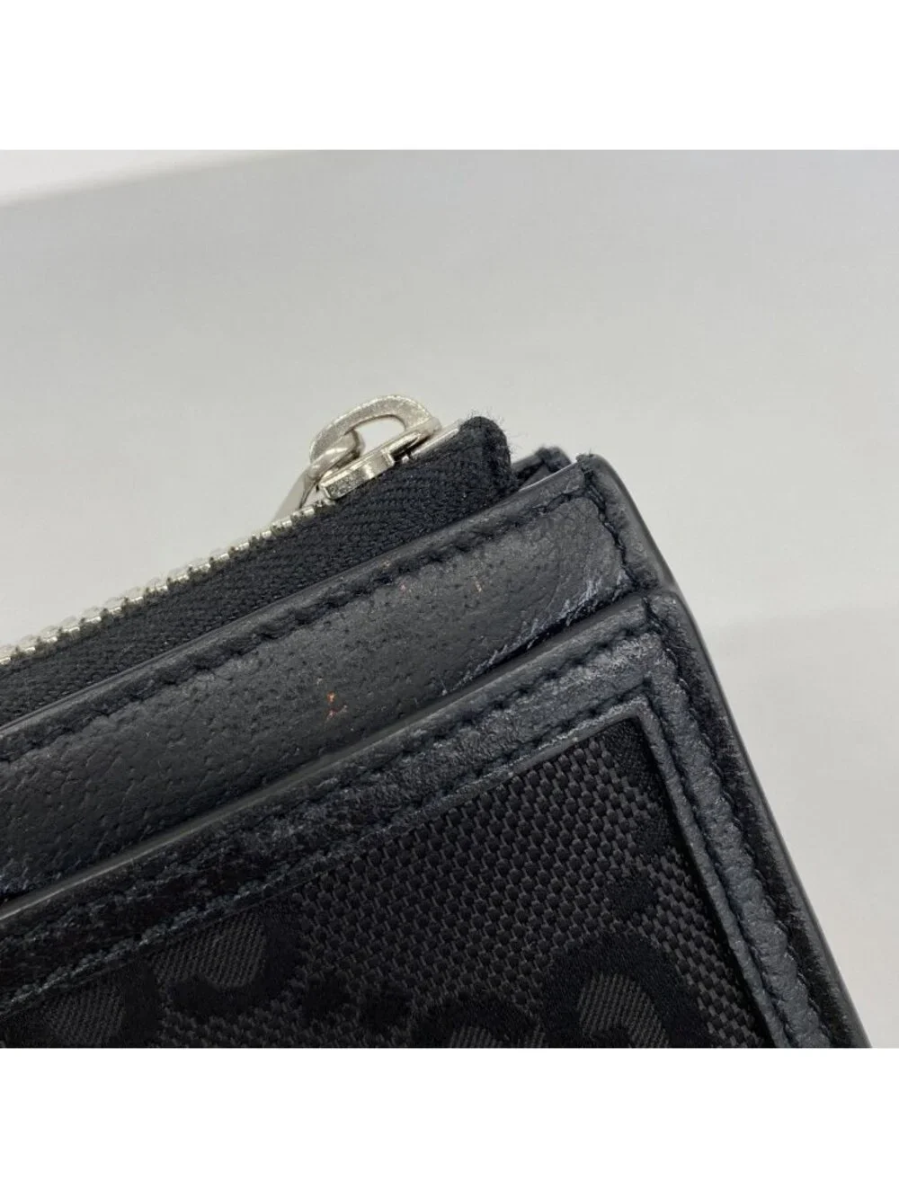 ★SOLD★ Gucci Wallet Jumbo GG Canvas Black Silver - Picture 7 of 9